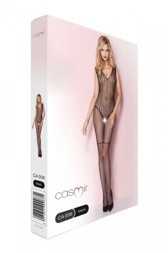 Casmir CA006 - Сетчатый бодистокинг с рисунком боди и гетр, S-L (чёрный)