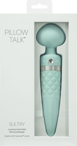 Pillow Talk Sultry Teal - вибромассажер с ротацией и подогревом, 21х2.8 см (голубой)
