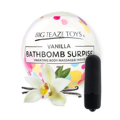 Big Teaze Toys Bath Bomb Surprise with Vibrating Body Massager Vanil - Сюрприз-бомба для ванны с вибропулей