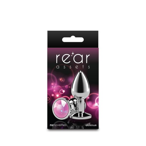 Анальная пробка NS Novelties Rear Assets - Silver/Pink Gem, S