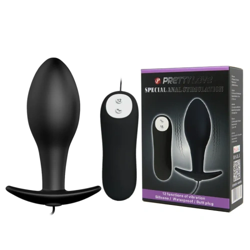 Pretty Love Vibrating Butt Plug Black - Анальна пробка с вибрацией, 8,5х3,1 см (черный)