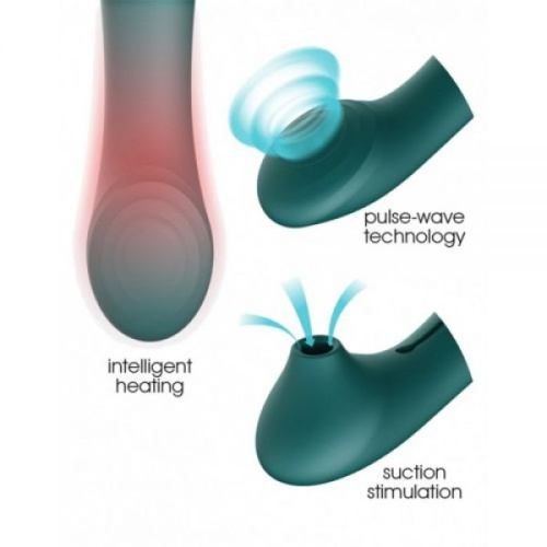 Zalo Queen Set Pulse Wave Clit Stim - Премиальный вибратор для клитора с насадкой для вакуумной стимуляции, 21.6х3.5 см (изумрудный)