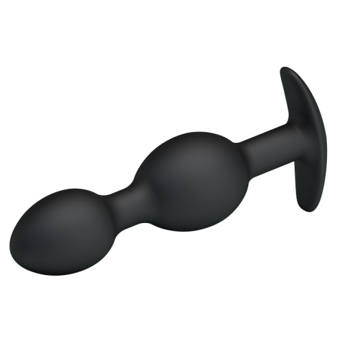 Pretty Love silicone Anal balls - Анальна пробка зі зміщеним центром ваги, 12.5х2.3-3.3 см (чорна) - купити в Києві, Україні