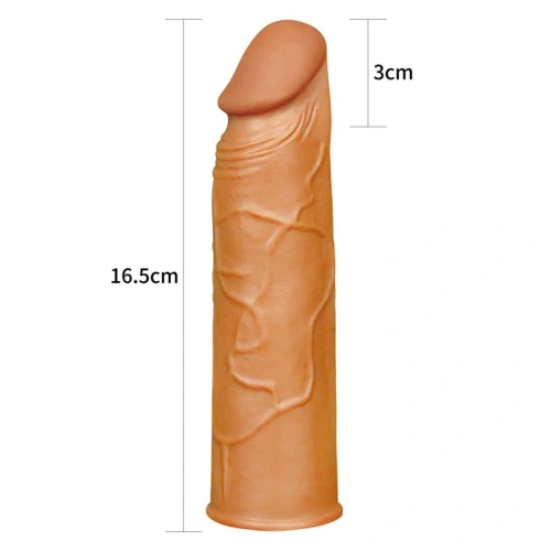 LoveToy Pleasure X-Tender Penis Sleeve Brown Add 1"- Насадка на пенис, +3 см (коричневый)