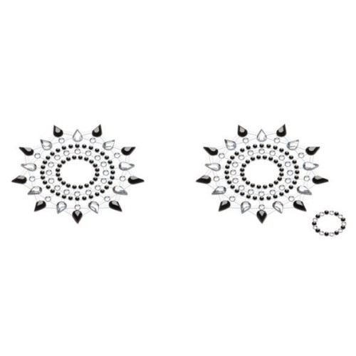 Petits Joujoux Gloria set of 2 Black/Silver - пэстис из кристаллов, украшение на грудь, (чёрный/серебристый)
