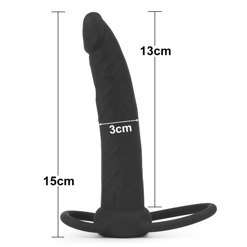Silicone Fantasy Double Prober Black - Насадка для двойного проникновения, 15 см (черный)