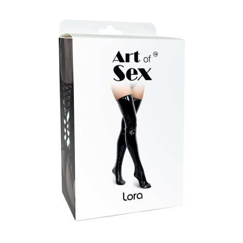 Сексуальные виниловые чулки Art of Sex - Lora, M с эффектом мокрого бархата