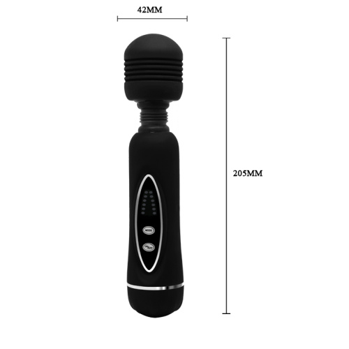 Baile Power Wand Black - Вибратор-микрофон с двумя насадками, 20х4.5 см (чёрный)