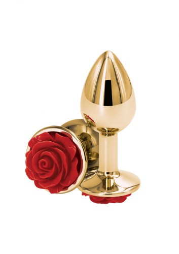 Ns Novelties Rose Buttplug S - Анальная пробка, 6,35х2,7 см (золотистая с красным)