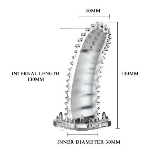 Baile Brave Man Penis Sleeve Crystal - Насадка на член, 14 см (прозрачный)