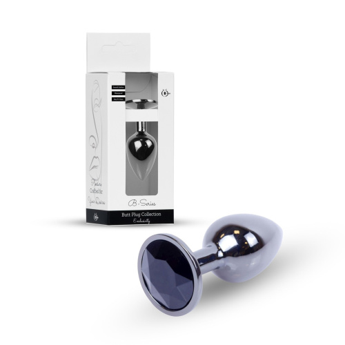 Металлическая анальная пробка с кристаллом B-Series Jewellery Dark Silver