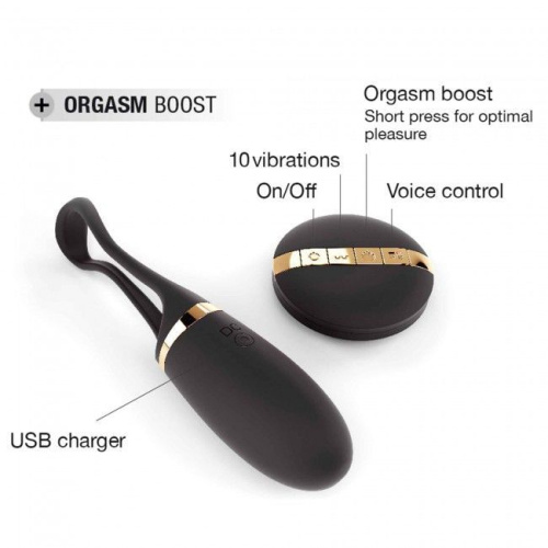 Dorcel Secret Delight Gold виброяйцо с пультом ДУ, турборежимом и голосовым управлением, 7х3.2 см (чёрный)
