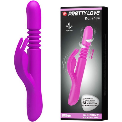 Pretty Love Donahue Vibrator Pink - Вибратор-кролик с поступательным движением, 26.8 х3.4 см (фиолетовый)
