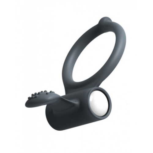 Dorcel Power Clit Black V2 - виброкольцо с язычком со щеточкой, 6.5х3.5 см (серый)