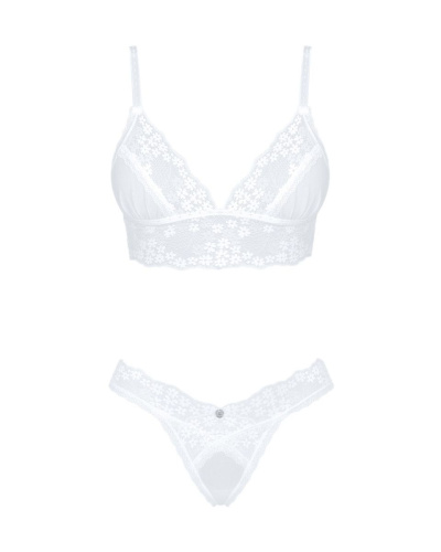 Obsessive Heavenlly 2-pcs set - комплект эротического белья: бюстгальтер и стринги, XL/2XL (белый)