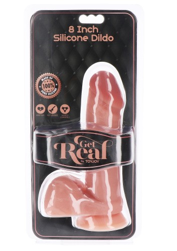 Get Real Silicone Dildo 8 Inch w Balls - Силиконовый фаллоимитатор с мошонкой, 17.5х4 см (телесный)