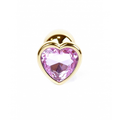 Boss Jewellery Gold Heart Plug Rose - Анальна пробка з кристалом, 7х2,7 см (рожевий) - купити в Києві, Україні