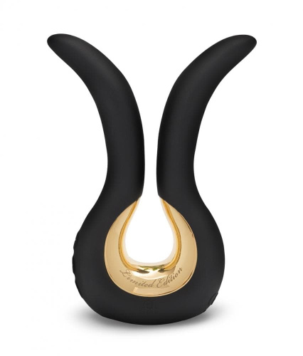Gvibe Mini Gold - Эксклюзивный вибромассажер с 24К золотом. Лимитированный выпуск!, 10,5х2 см (черный)