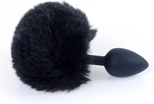 Boss Jewellery Silicon PLUG  Bunny Tail  Black - Анальная пробка с хвостом, 6,5х2,7 см (черный)