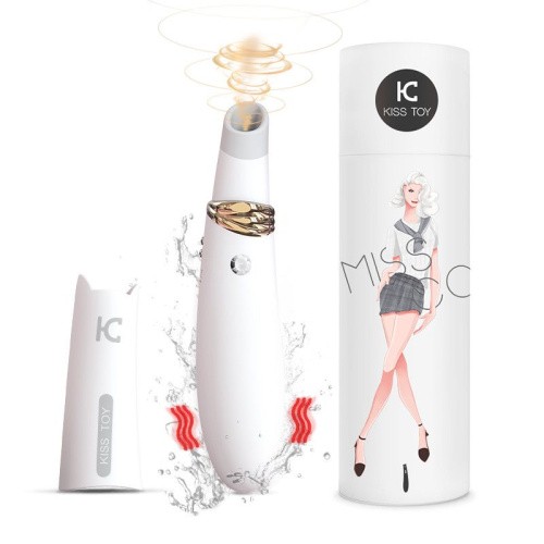 KisToy Miss CC - Вакуумный стимулятор с вибрацией, 18.5х3.6 см (белый)