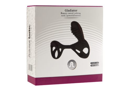 Adrien Lastic Gladiator - вибронасадка на член с пультом ДУ, стимуляция клитора и точки G, 2 мотора, 11х3.6 см (чёрный)
