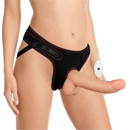 LoveToy Easy Strapon Set 8.5'' - мягкий страпон с реалистичным вибратором, 21.5х4.5 см (телесный)