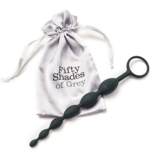 Fifty Shades of Grey Silicone Anal Beads - анальная цепочка, 18.4х2.4 см (черный)