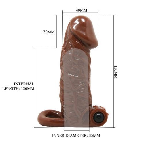 Baile Brave Men Vibro Penis Sleeve Flesh - Насадка на пенис, 15 см (коричневый)