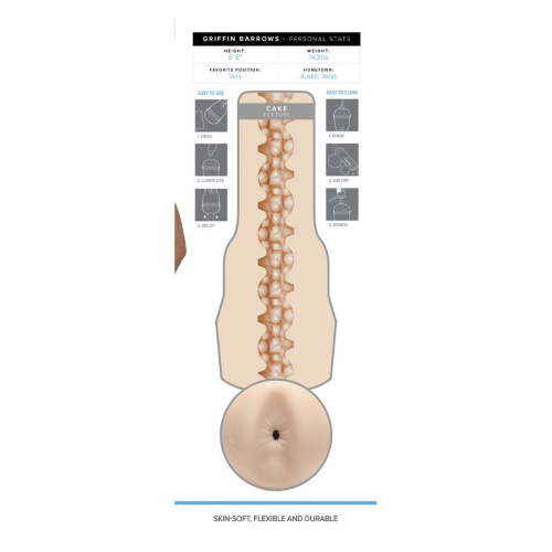 Fleshlight Fleshjack Boys: Griffin Barrows Cake - мастурбатор-анус зліпок порнозірки, 25 см (тілесний) - купити в Києві, Україні