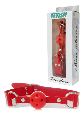 Ball Gag Red - Fetish Boss Series - Кляп з отворами (червоний) - купити в Києві, Україні