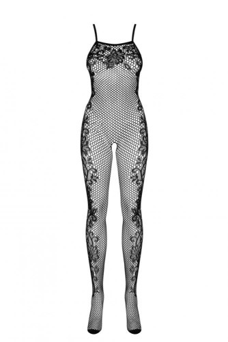 Obsessive F219 - Комбинезон-сетка с цветочным узором, S-L (чёрный)
