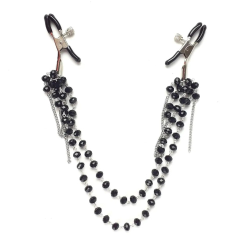 Art of Sex - Nipple clamps Afina Black - Зажимы для сосков с декоративной подвеской