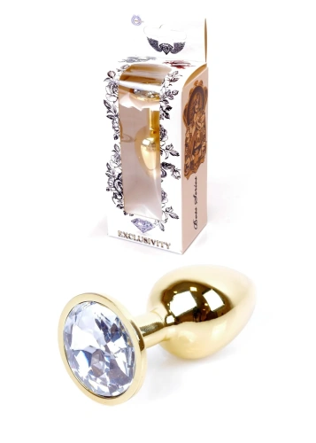 Металлическая анальная пробка с кристаллом Boss Jewellery Gold