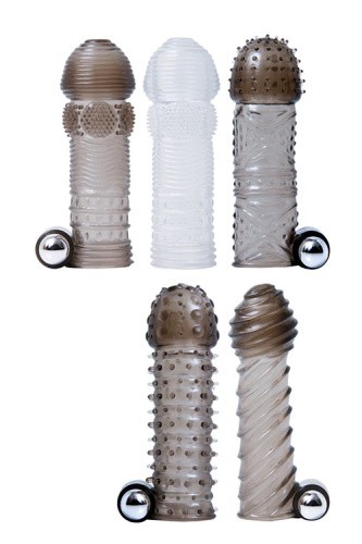Evolved Vibrating Penis Sleeve Kit - Набор насадок на пенис с вибропулей,  12.7х3.8 см