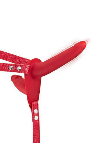 Двойной страпон Fetish Tentation Vibrating Strap-On with Double Dildo, 15 см