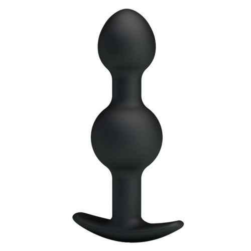 Pretty Love silicone Anal balls Black - Анальна пробка зі зміщеннями центрів ваги, 10,4х2.2-2.6 см (чорний) - купити в Києві, Україні