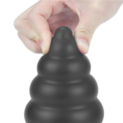 LoveToy King Sized Vibrating Anal Cracker 7 – велика ребриста анальна пробка з вібрацією, 18х8.3 см (чорний) - купити в Києві, Україні