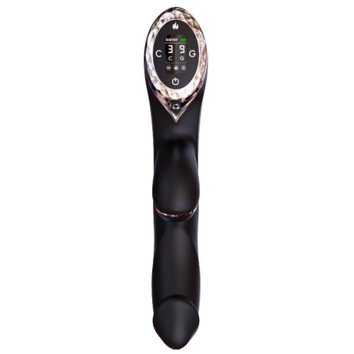 KisToy A-King Pro - Вакуумный вибратор-кролик с подогревом с LED-экраном, 11.5х3.5 см (чёрный)