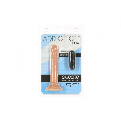 Addiction - Tino – 5.25” Silicone Dildo - Фаллоимитатор с вибропулей, 13.3х1.9 см