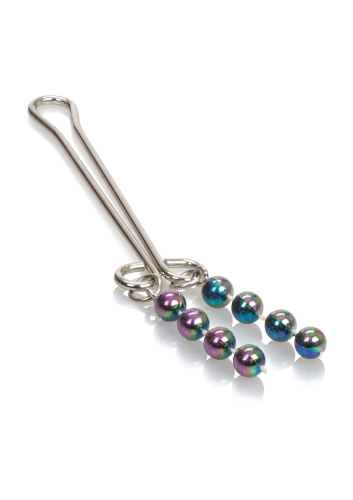 California Exotic Novelties Beaded Clitoral Jewelry - затискач для статевих губ з намистинами, (сріблястий) - купити в Києві, Україні