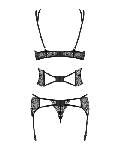 Obsessive Frivolla set - кружевной эротический комплект белья, L/XL (чёрный)