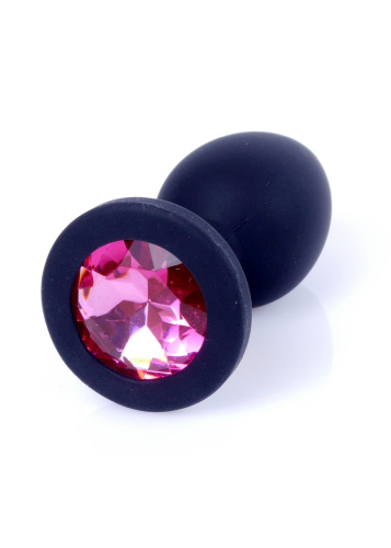 Анальная пробка с кристаллом Jewellery Silicone Black Plug S