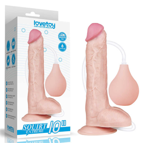LoveToy Squirt Extreme Dildo Flesh 10 '' - Большой кончающий фаллос, 25.4х4.8 см