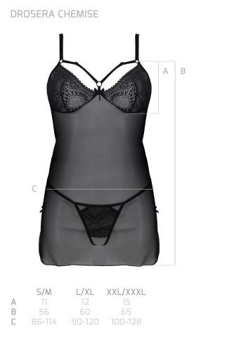 Пеньюар Passion DROSERA CHEMISE black, XXL/XXXL