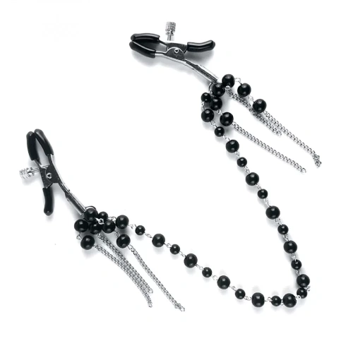 Art of Sex - Nipple clamps Afina Black - Зажимы для сосков с декоративной подвеской
