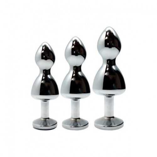 Wooomy Lollypop Double Ball Metal Plug M - Анальная пробка, 9.4х3.1 см (прозрачный)