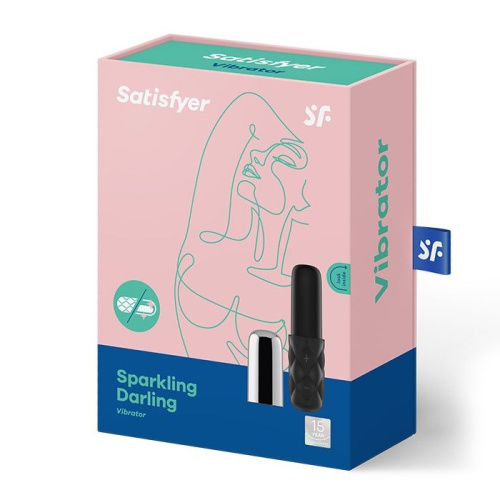 Satisfyer Mini Sparkling Darling (Lovely Honey) - мощный мини-вибратор (черный с серебром)