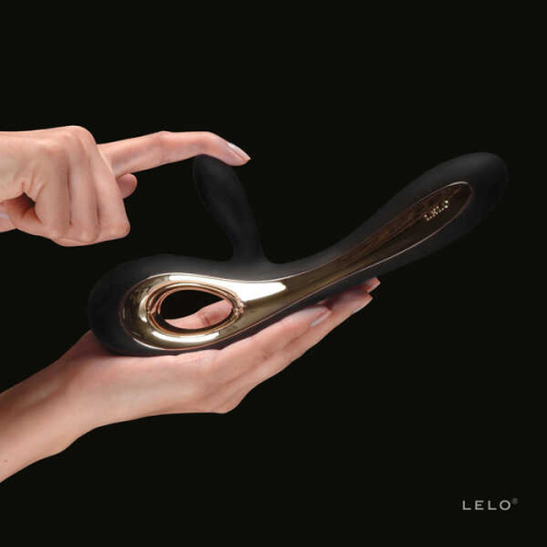 Lelo Soraya - стильный вибратор-кролик, 22х4.4 см (чёрный)
