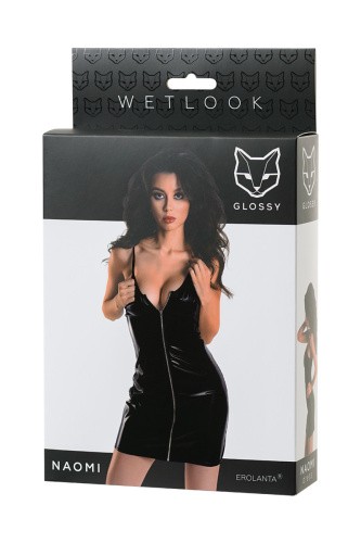 Erolanta Glossy Naomi Wetlook - платье эротическое, M (черный)