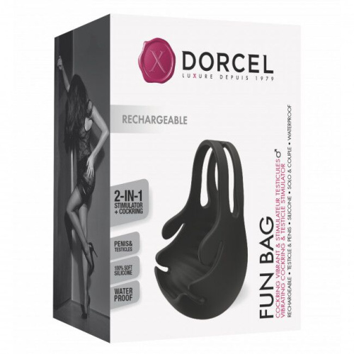 Dorcel Fun Bag - виброкольцо со стимуляцией мошонки, 6.3х3.3 см (черный)